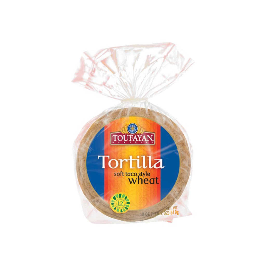 Toufayan Soft Taco Tortilla - WHOLE WHEAT 12 COUNT | NET WT. 18 OZ. (510g)