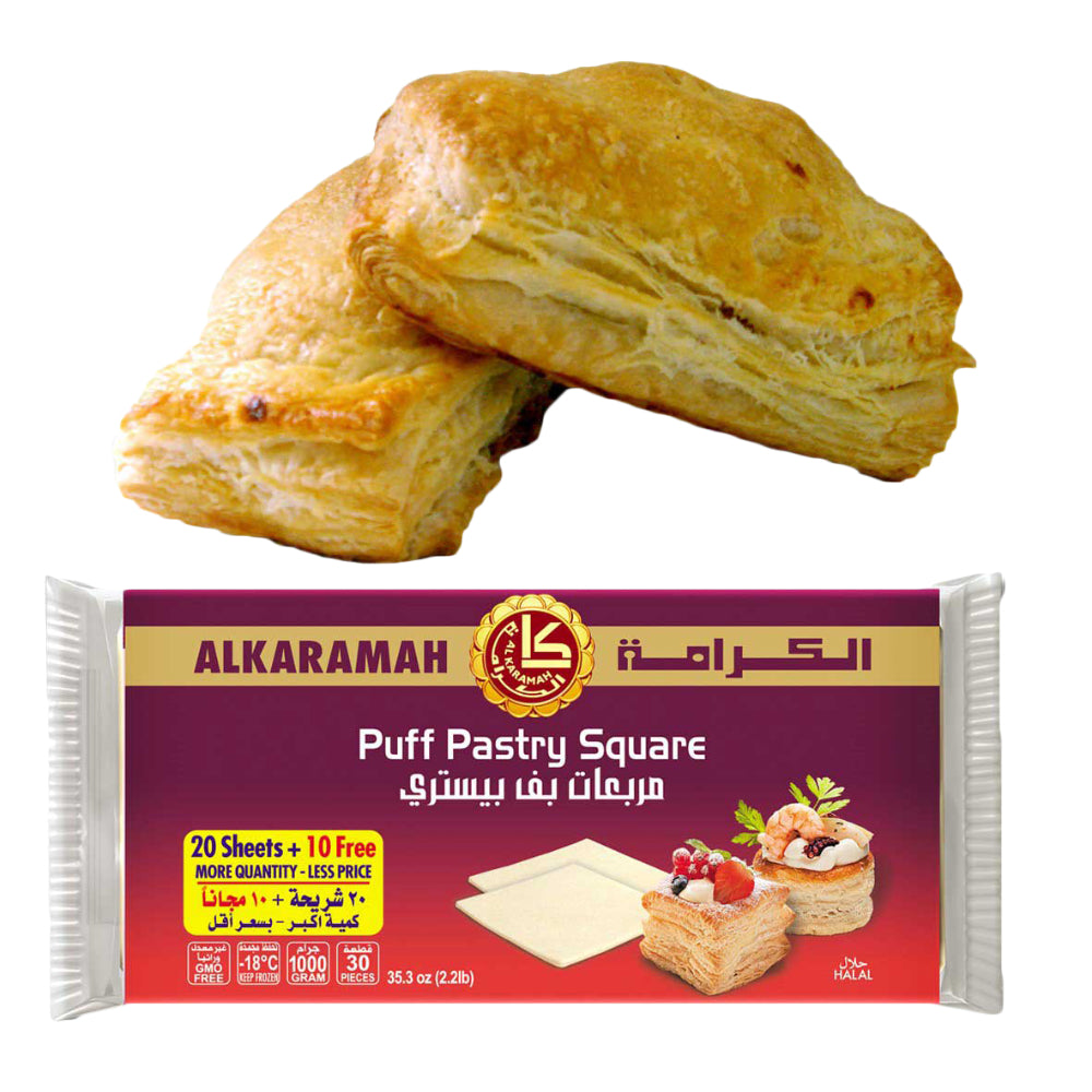 ALKARAMAH 30 PUFF PASTRY SQUARES (10 FREE) 1kg - SANI-LLC