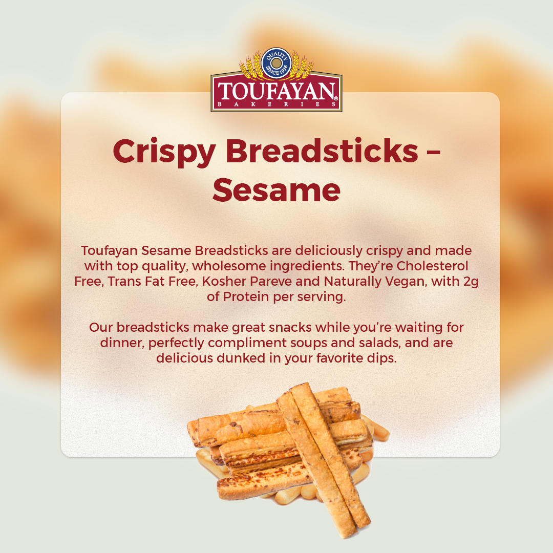 Toufayan: Crispy Bread sticks | Sesame Crunchy and delicious 227g 8oz. - SANI-LLC