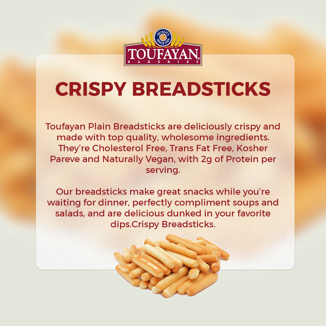 Toufayan: Crispy Bread sticks | Plain | Crunchy and delicious | 227g | 8oz - SANI-LLC